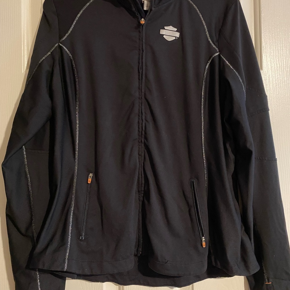 Harley-Davidson Black Bomber Jacket with Orange Zippers